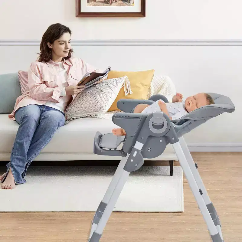 Baby High Chair, Adjustable Infant Highchairs with Removable Tray for Easy Cleaning, Foldable High Chairs for Babies & Toddlers