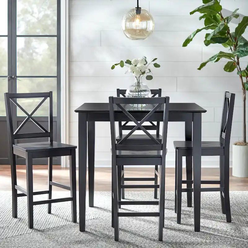 Cross Back Counter Height 5-piece Table and Chair Set