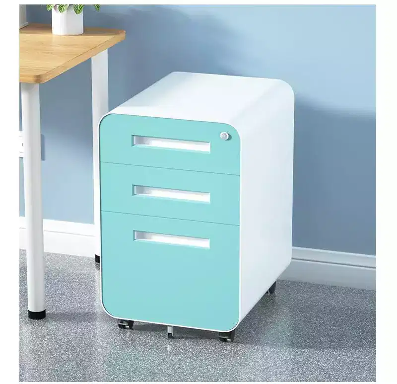 3 Drawer Mobile File Cabinet with Lock, Rolling Under Desk Storage Drawer, Modern Compact Pedestal Cabinet for Home Office
