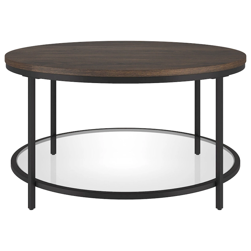 Sevilla 32 Wide Round Coffee Table with MDF Top and Glass Shelf - 32 Wide