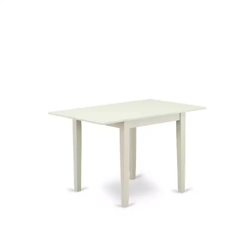 HomeStock Belmont 3Pc Dining Room Table Set Includes a Kitchen Table , 2 Modern Dining Chairs , Asian Hardwood Seat , Slat Back, Linen White Finish
