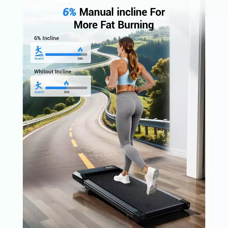 Superun 6% Incline Under Desk Walking Pad 3 In 1 treadmills For Home easy store