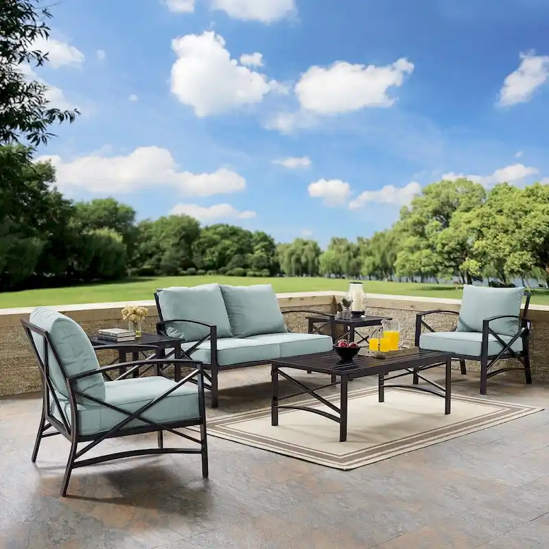 Crosley Kaplan 6 Pc Outdoor Loveseat Patio Furniture Set - 164W x 65.5D x 36.5H