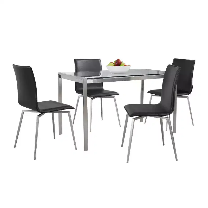 LumiSource 5pc Fuji Mason Swivel Dining Set Stainless Steel