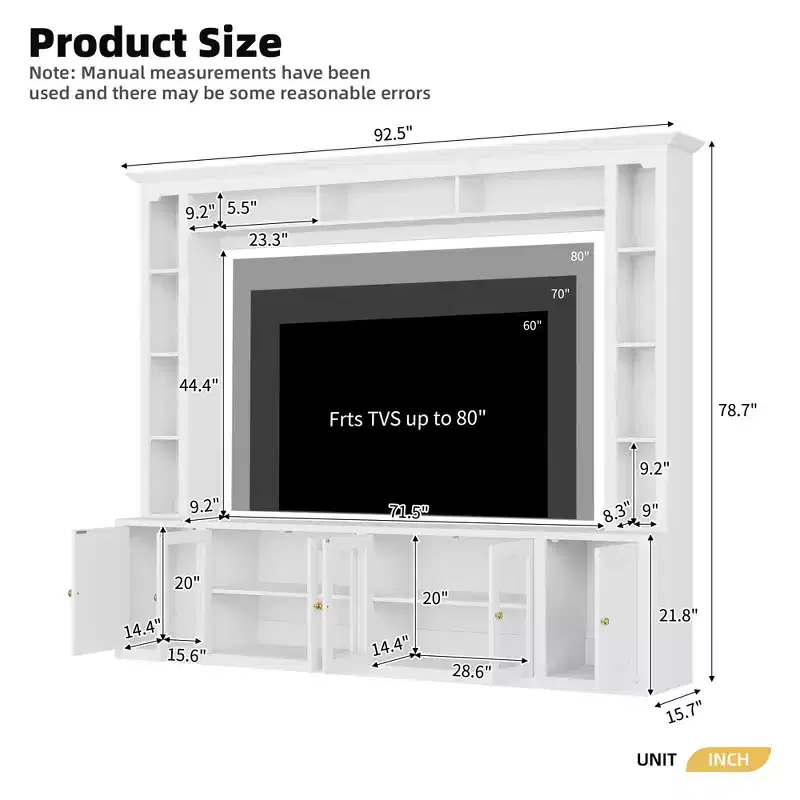 GDFStudio Esther Modern Entertainment Center Wall Unit with Bookshelves and Adjustable Shelves