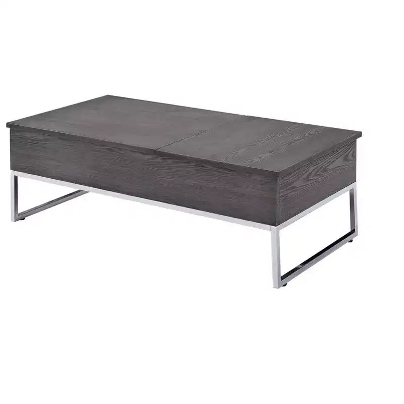 HomeRoots 47 Gray and Silver Wood Lift Top Frame Coffee Table