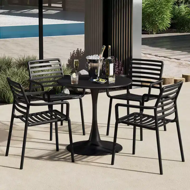 WestinTrends Playa Outdoor Stackable Polypropylene Plastic Resin Dining Armchairs (Set of 4)