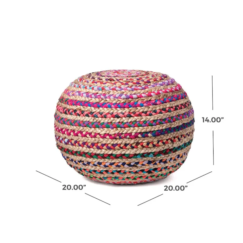 Nuloom Ling Round Knit Filled Ottoman Pouf