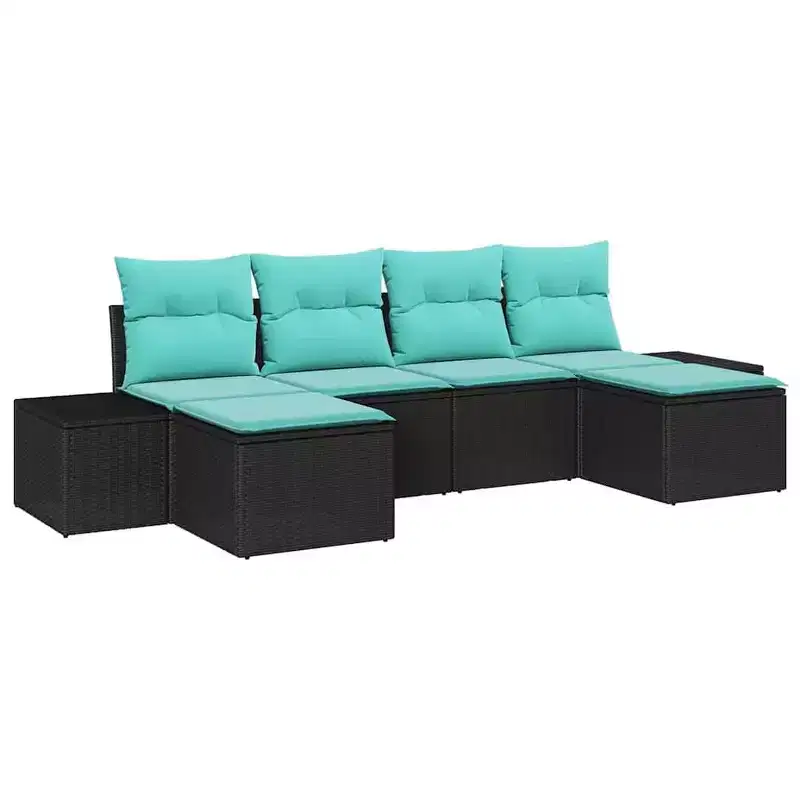 vidaXL Garden Sofa Set with Cushion 6 pcs Brown Poly rattan