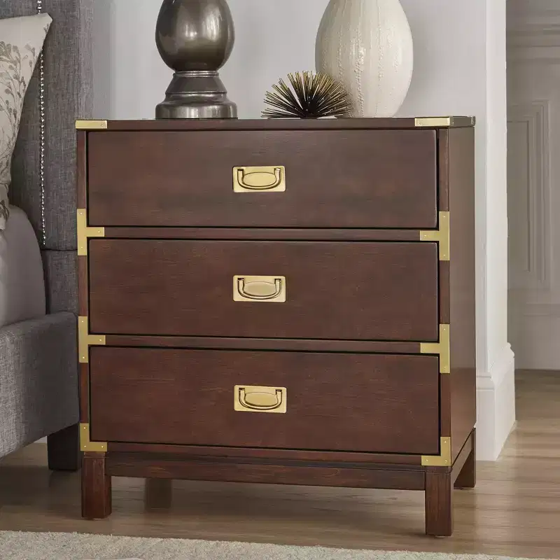 Borden 3-Drawer Gold Accent Nightstand - iNSPIRE Q