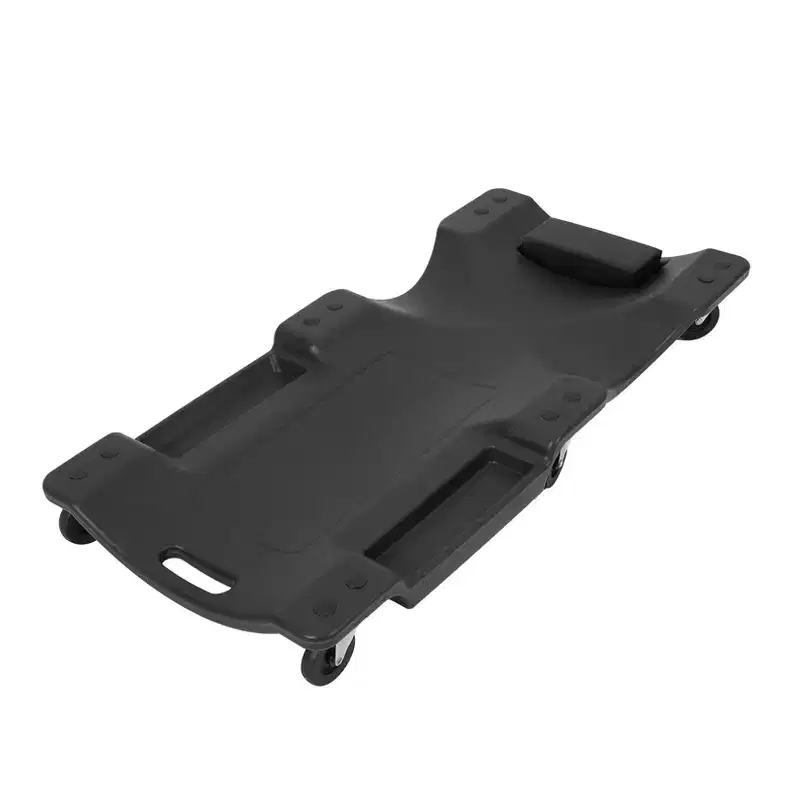 40 Plastic Rolling Automotive Garage/Shop Creeper, Low Profile Under Car, Padded Headrest, Dual Tool Trays and 6 Casters