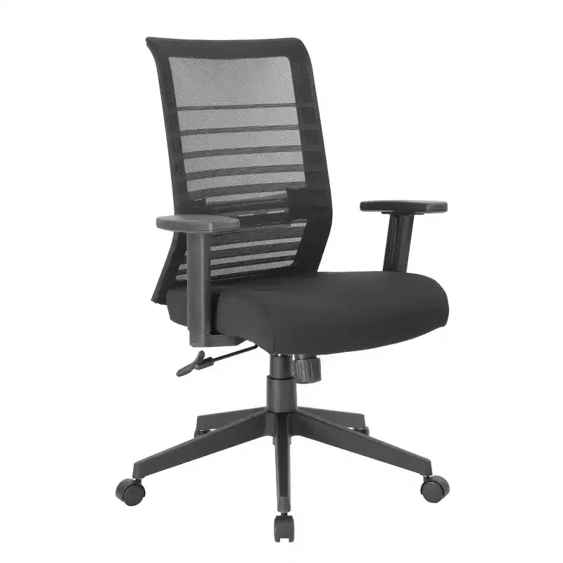 Mesh Task Chair Black - Synchro-Tilt, Adjustable Arms, 275lbs Capacity