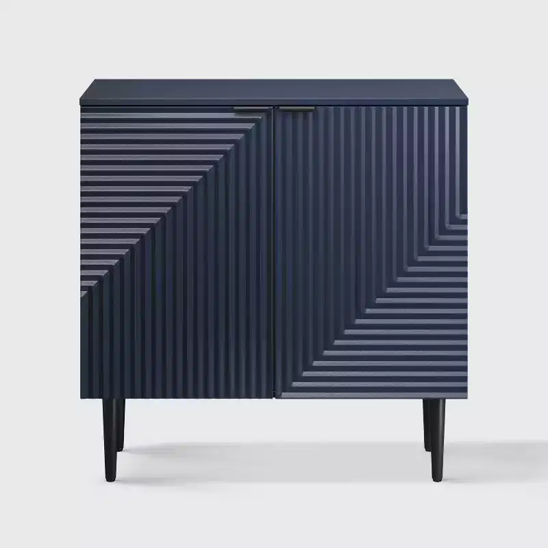 2 - Door Fluted Accent Cabinet with Adjustable Shelves