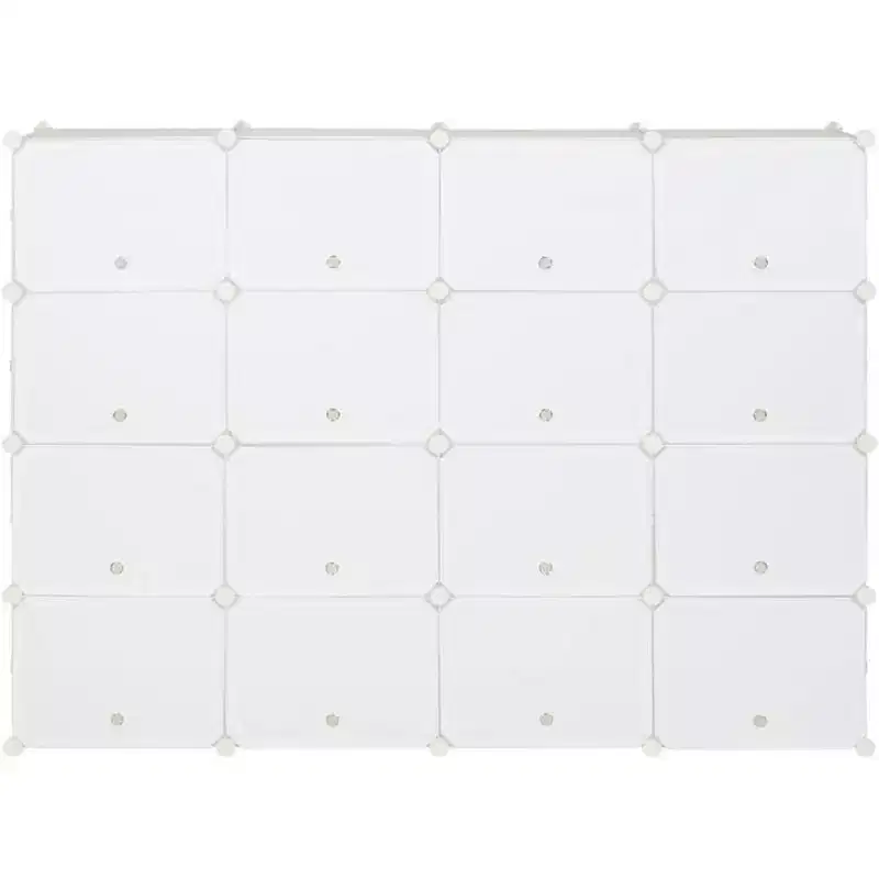 Resin Cube Shoe Rack, DIY Deformable Modular Storage Shelf, 162x32x162cm 4-Row 8-Tier 32-Cube, White, for Closet Entryway