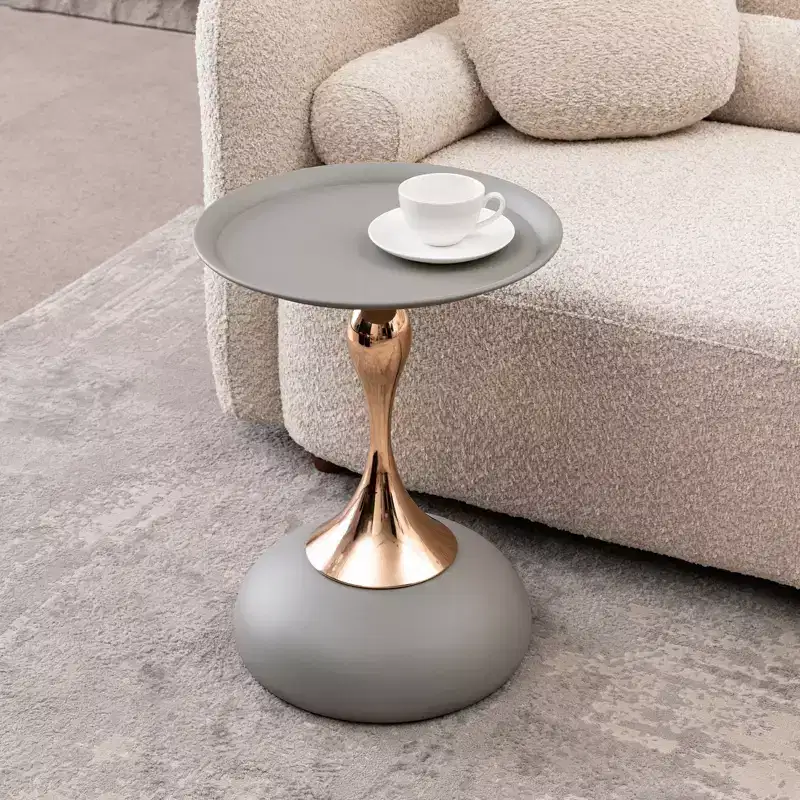 Mermaid Tail Round Metal Pedestal Table, Modern Minimalist Accent Side Table Drink Martini Table for Small Spaces
