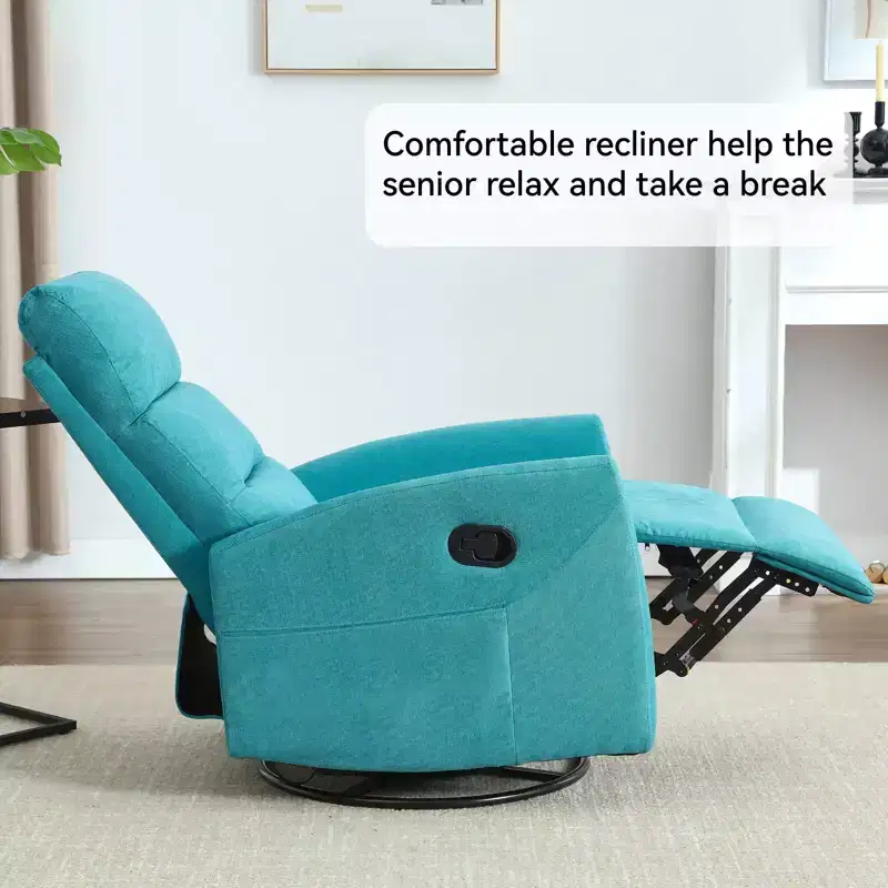 360 Swivel Rocking Recliner Chair, Upholstered Fabric Accent Chair