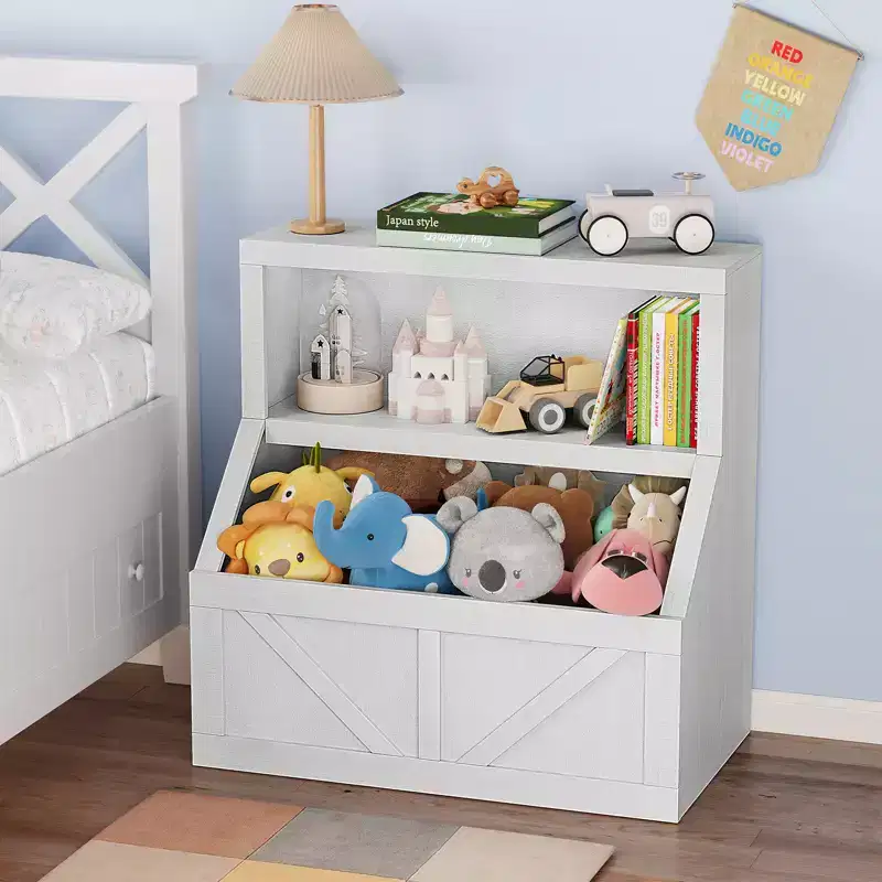 Children's Bookshelf and Toy Organizer, 32 Inch Wooden Bookcase, Anti-Tip and Waterproof, Suitable for Nursery, Playroom, Bedroom, Classroom