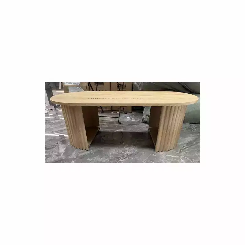 Oval Fluted Coffee Table – Black / Brown / Yellow