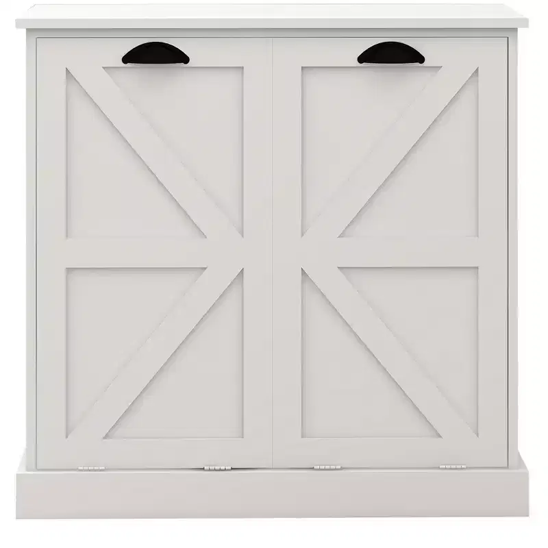 AndMakers 31.49 in. W x 13.77 in. D x 30.7 in. H White Linen Cabinet with 2 Doors