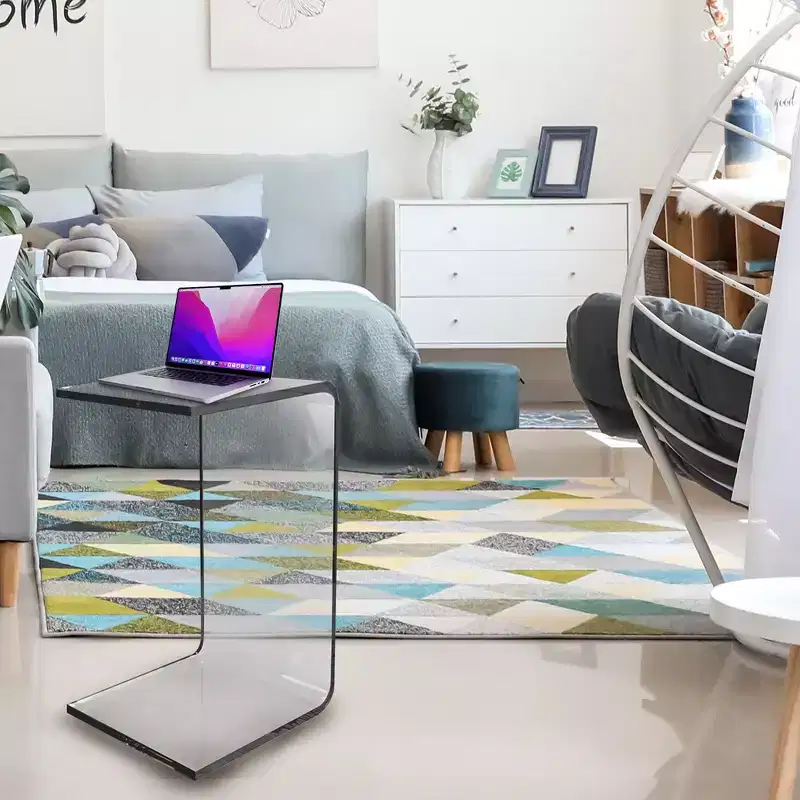 Designstyles Luxurious Acrylic C Shaped Table, Beautiful Living Room Decor, Perfect For Sofas and Beds