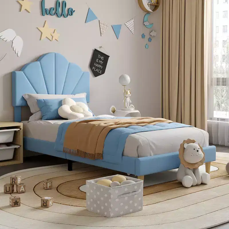 Bed Frame, Velvet Upholstered Platform Bed Frame, Height Adjustable Headboard, Wood Slat Support, Easy to Assemble, No Box Spring Needed