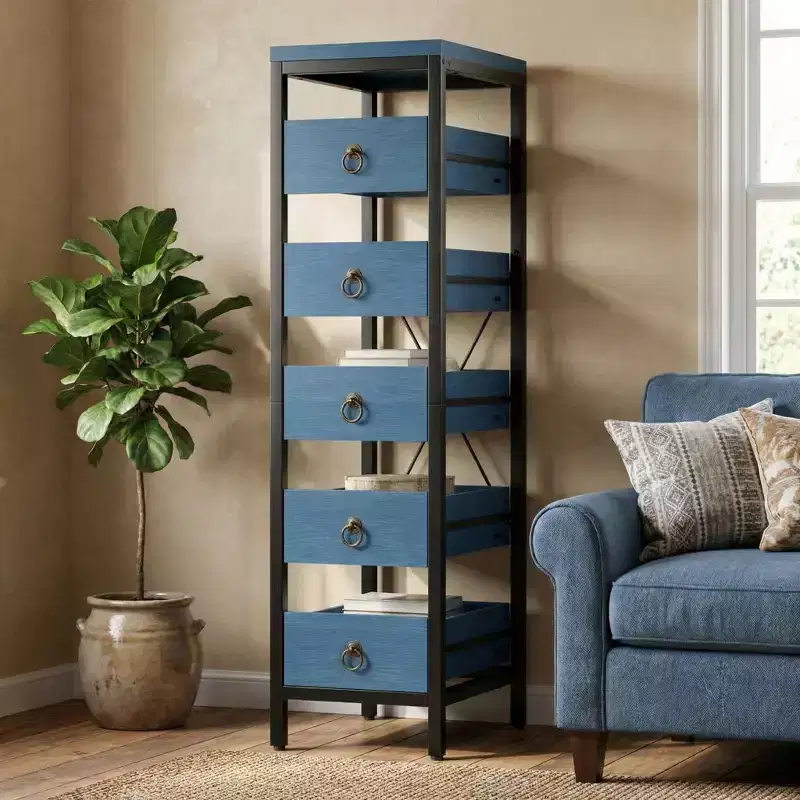 5-Tier Kitchen Organizer with Pull-Out Drawers, Narrow Pantry & Snack Storage Rack for Apartment, Bathroom