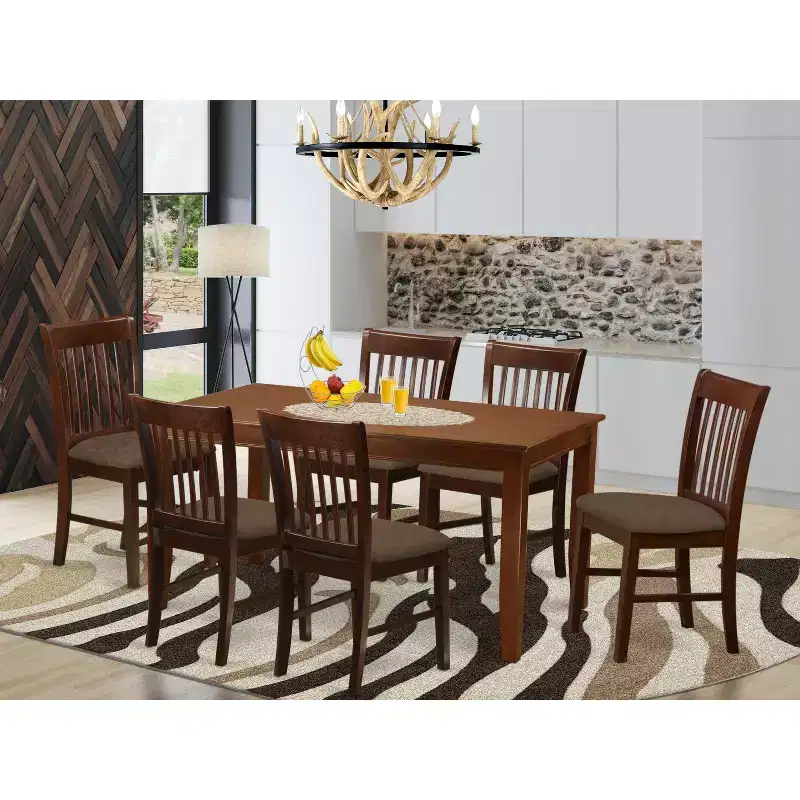 HomeStock Belmont Formal Dining Room Set-Dinette Table And Dinette Chairs, Mahogany