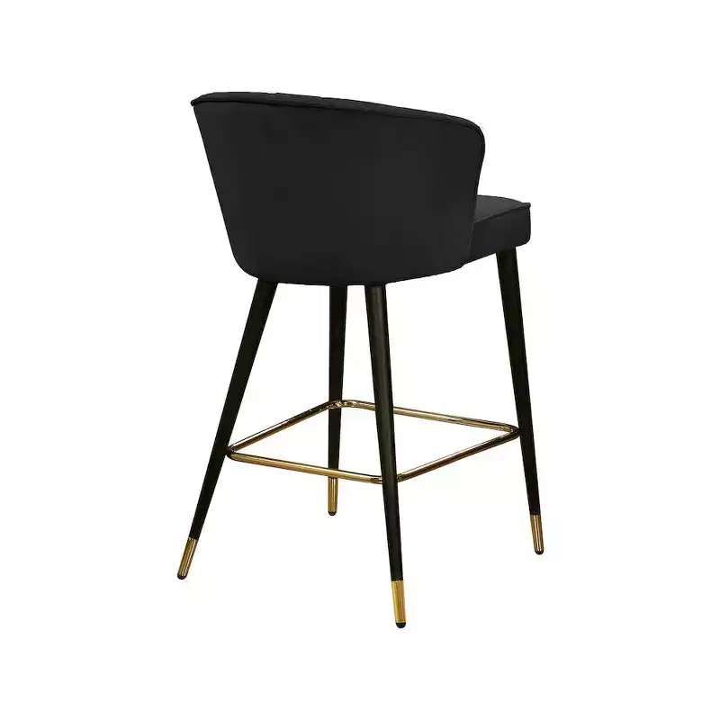 Meridian Furniture,Cassie Black Velvet Stool, Set of 2