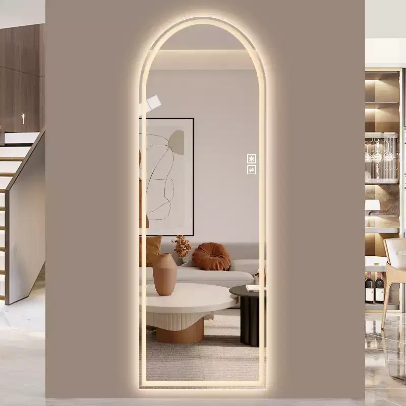 Modern 65H Arched LED Full Length Mirror with Adjustable Light Modes