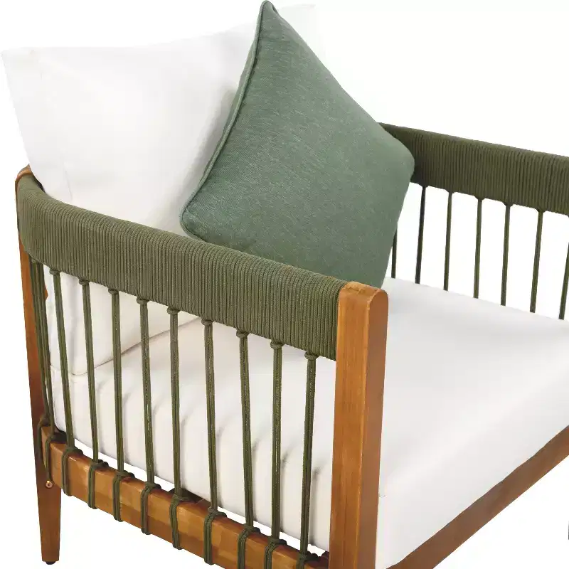 Christopher Knight Home Clifton Patio Rustic Acacia and Rope Upholstered Club Chair with Curved Back
