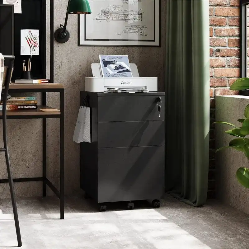3 Drawer File Cabinet with Lock - 17.7D x 15.5W x 25.8H
