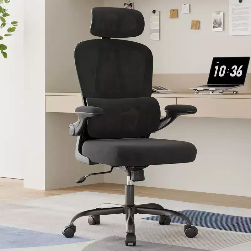 Ergonomic Mesh Office Chair with Adjustable Lumbar Support, Headrest & Flip-Up Armrests