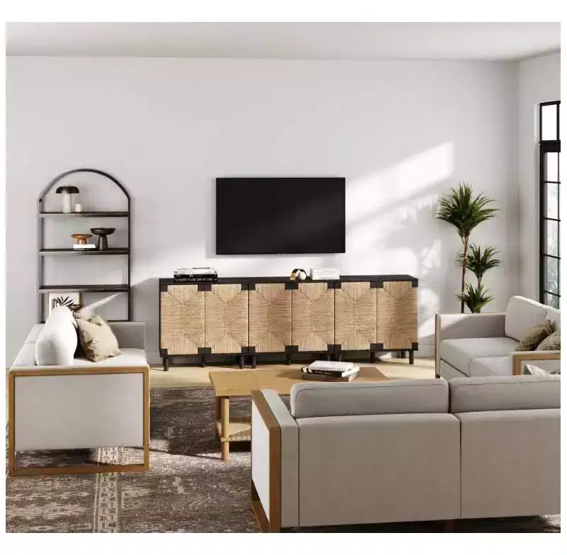 Nathan James Set of 3 Beacon Seagrass Console Table with Doors