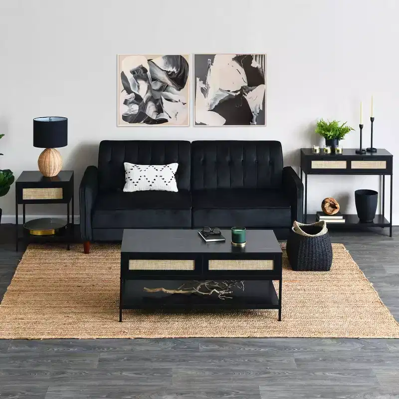 Bungalow Rectangular Coffee Table with Storage Shelf and 2 Drawers