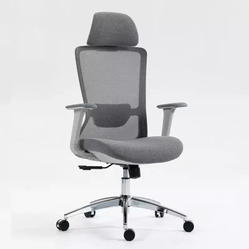 Homy Casa Ergonomic Mesh Executive Office Chair with Adjustable Headrest, 120 Recline and 360 Swivel Chrome Base, Gray