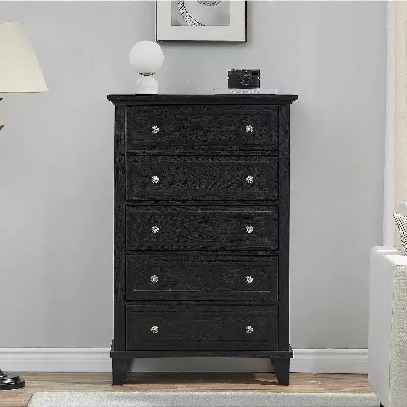 Acekool 48 Tall White Dresser, 5-Drawer Chest for Bedroom, Vintage Storage Cabinet for Closet, Living Room, Hallway
