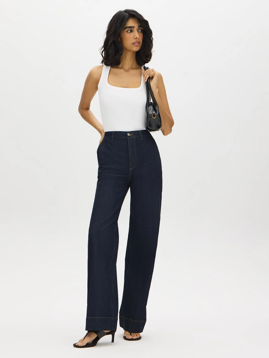 Cotton-Blend Square Neck Tank Top