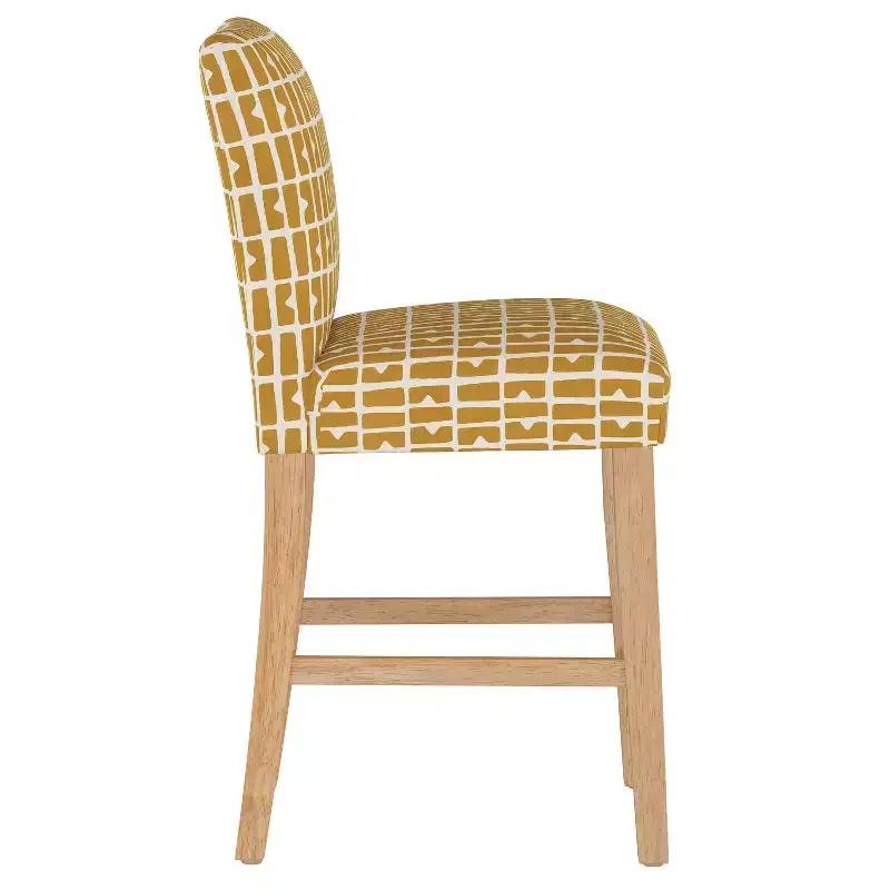 Skyline Furniture Hendrix Counter Height Barstool Bloc Panel Mustard: Modern 40" Kitchen Island Stool, Geometric Pattern