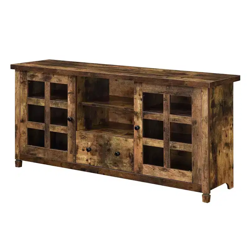 Newport Park Lane Single Drawer with Storage Cabinets and Shelves TV Stand for TVs up to 65" Barnwood - Breighton Home: