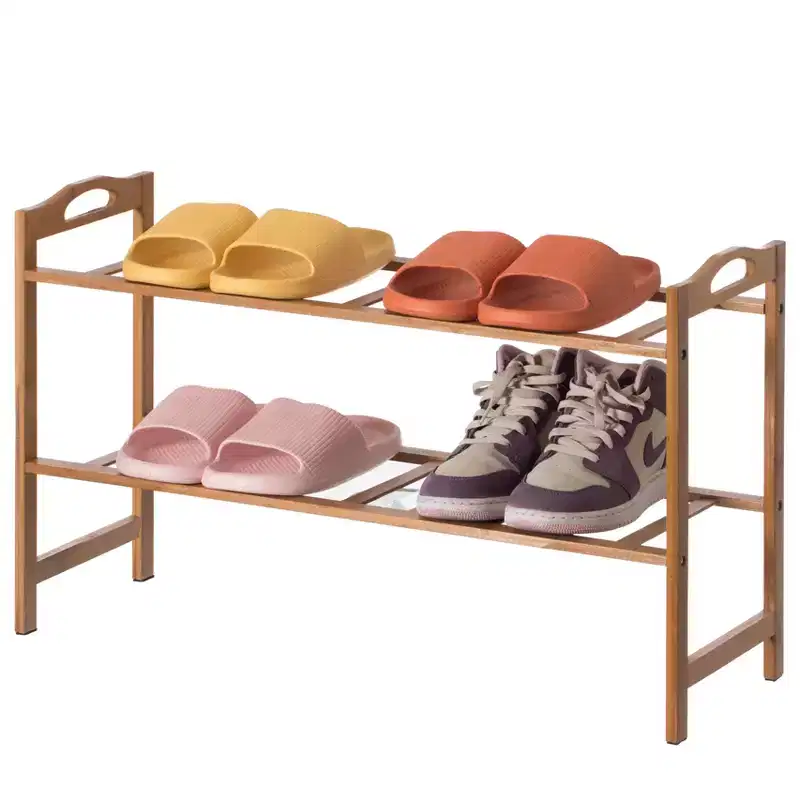 Basicwise Bamboo Storage Shoe Rack, Free Standing Shoe Organizer Storage Rack