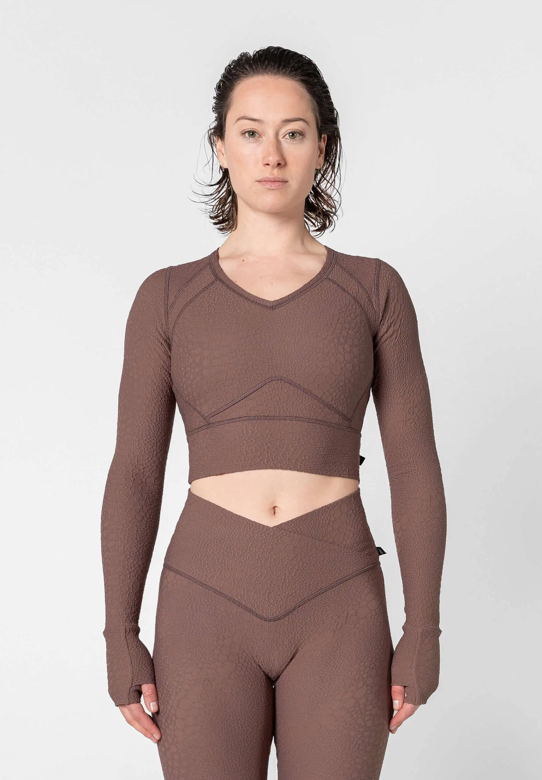 Jacquard Textured Long Sleeve Top