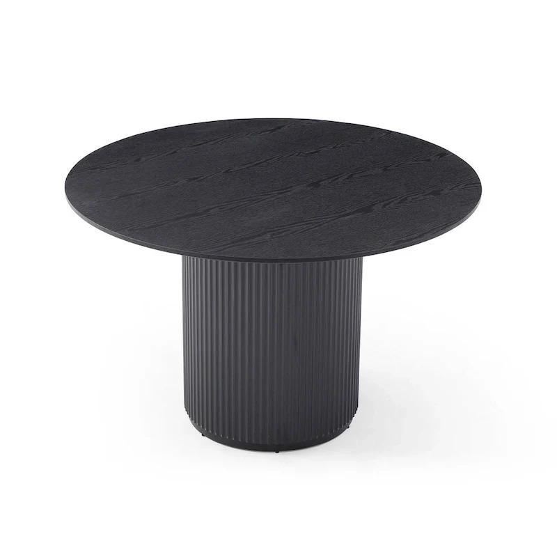 Black Round Dining Table with MDF Pedestal Base