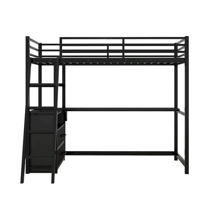 Loft Bed with Desk and Shelves