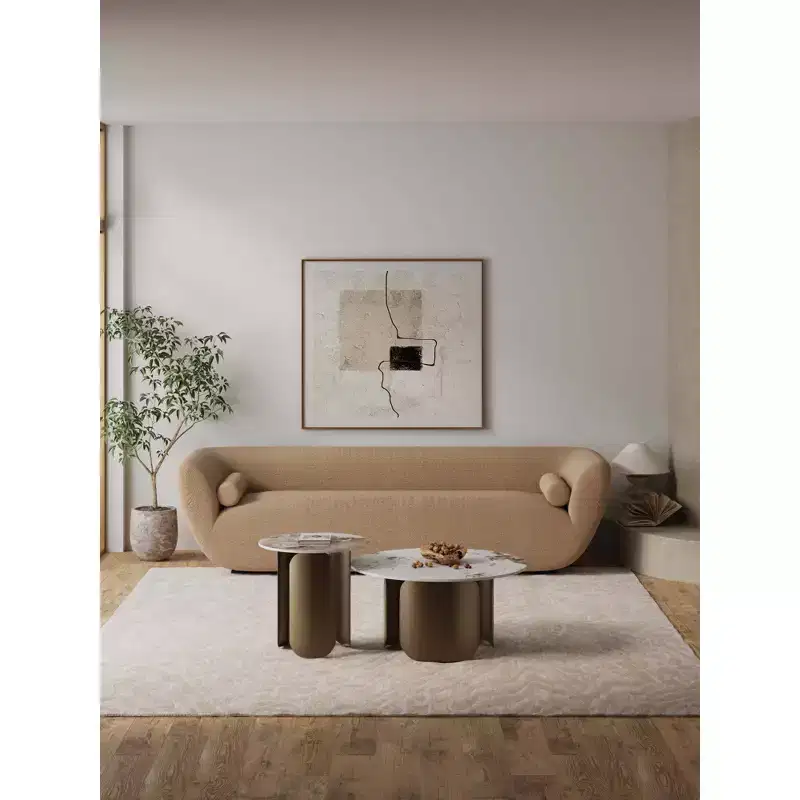 Manhattan Comfort Monica 2pc Coffee Table and End Table Set Gold