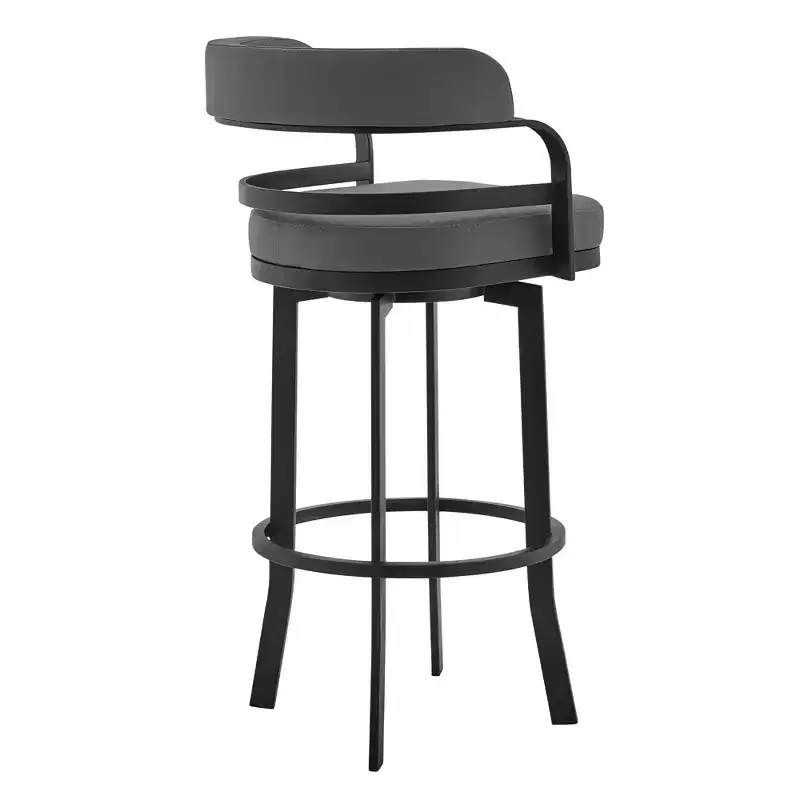 26" Prinz Counter Height Barstool with Gray Faux Leather Black Metal Finish - Armen Living