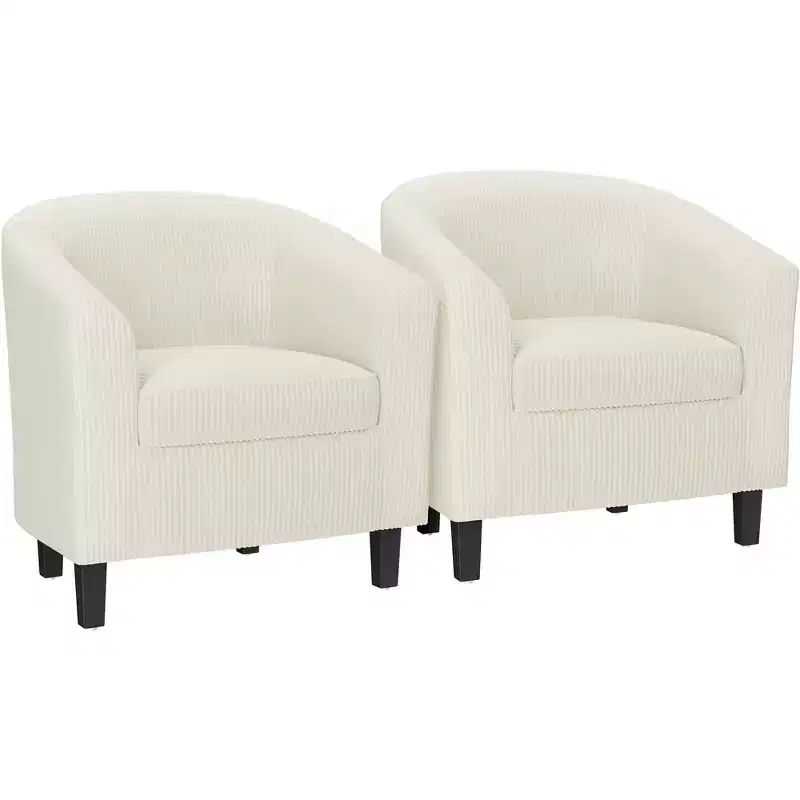 Yaheetech Set of 2 Barrel Shaped Accent Club Chairs for Living Room Bedroom Reception Room