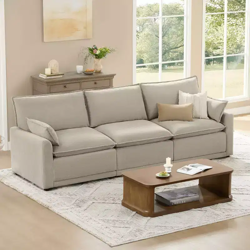 Spruce & Spring Modular Couch Oversized Sectional Sofa for Living Room, Taupe-3PC