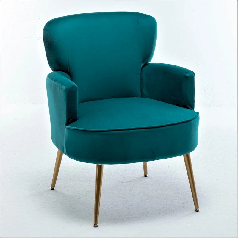US Pride Furniture Stylish Velvet Armchair with Gold Metal Legs Comfortable Accent Chair