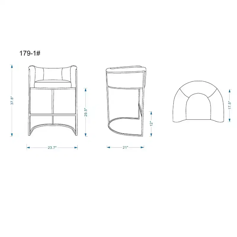 Mid-Century Modern Upholstered Metal Barstool Faux Leather 29.5