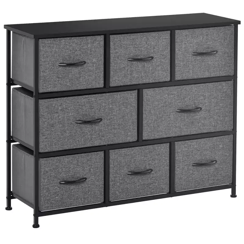 Steel Frame Fabric 8-Drawer Storage Dresser 3-Tier